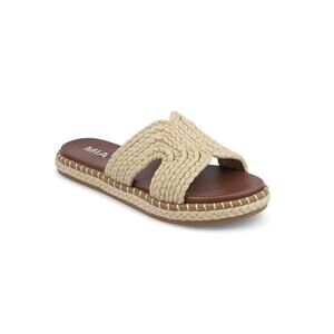 MIA Sirah Slide Sandals Tan Braided Raffia – Size 6.5M